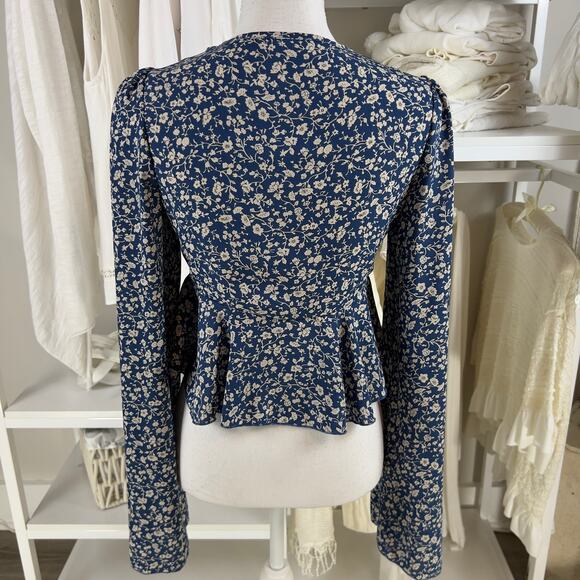 Shein sz. XS blue cropped blouse. soft girl, feminine flowy. #1949 - Picture 4 of 8